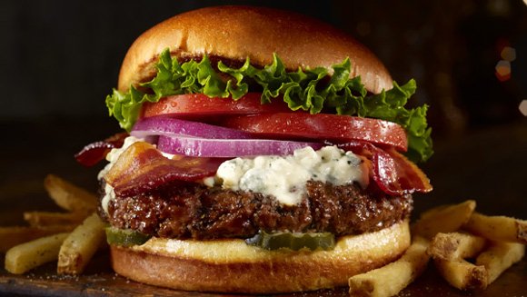 Uncle John's Deluxe Burger Menu - Blue Cheese & Bacon Burger