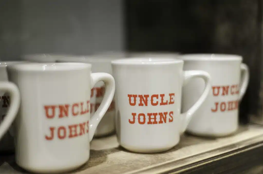 uncle john's pancake-house coffee cups